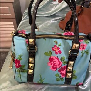 Betsey Johnson Blue and Pink Floral Satchel